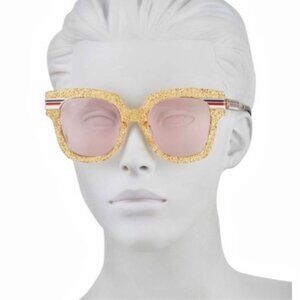 Women's Gucci Glitter Gold/Pink Oversized sunglasses